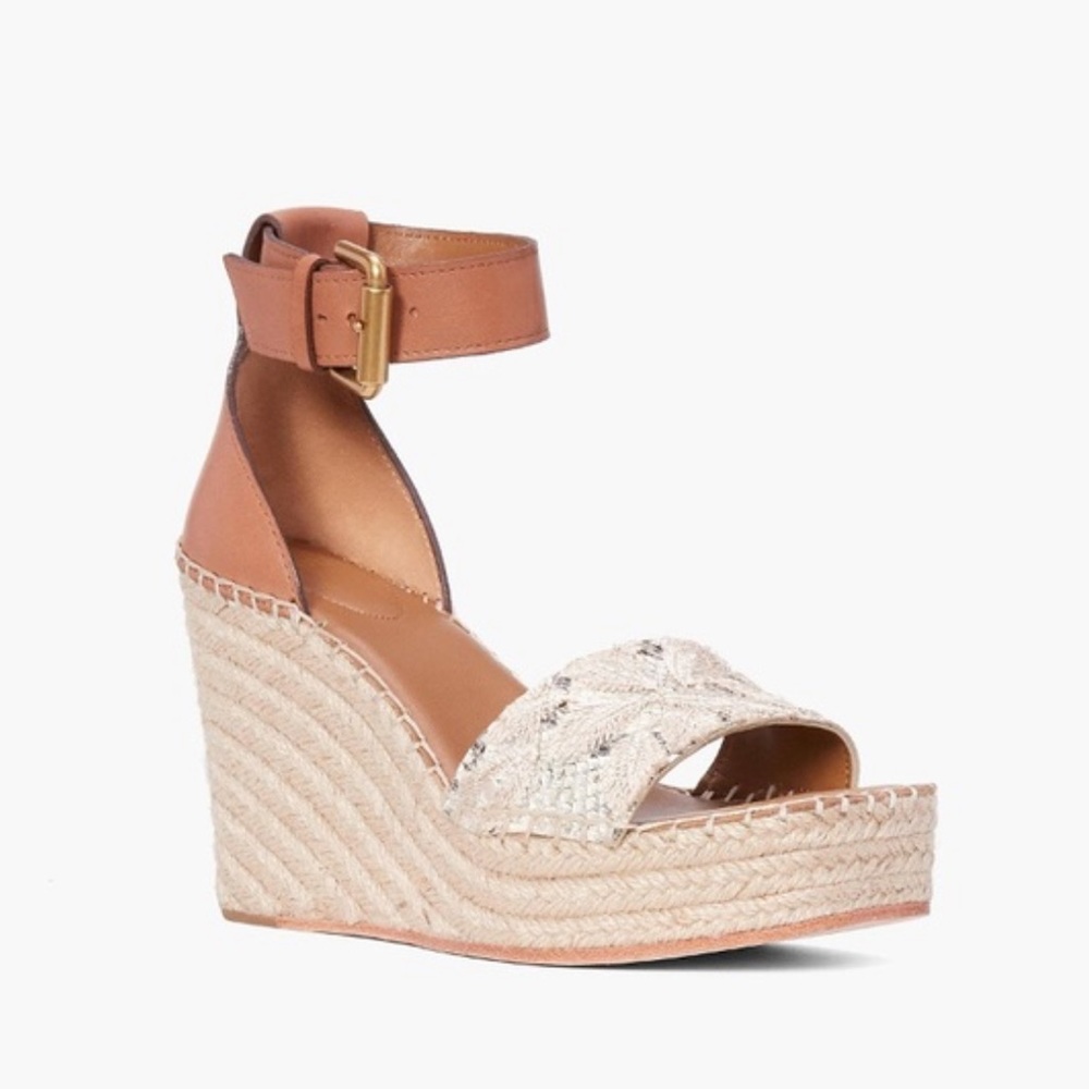 PAIGE Leather Espadrille Wedges
